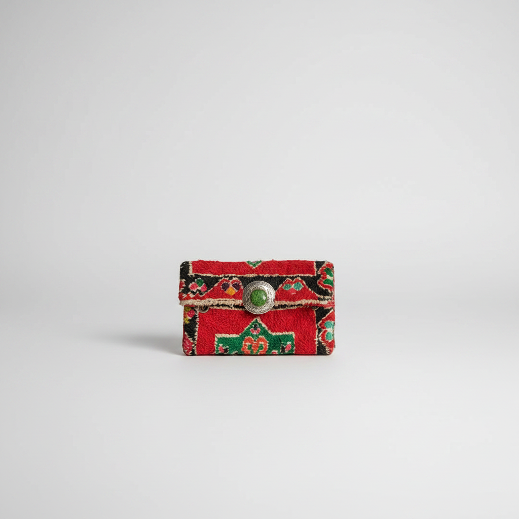 Harif Clutch front view — handmade Berber clutch by Studio Palmier