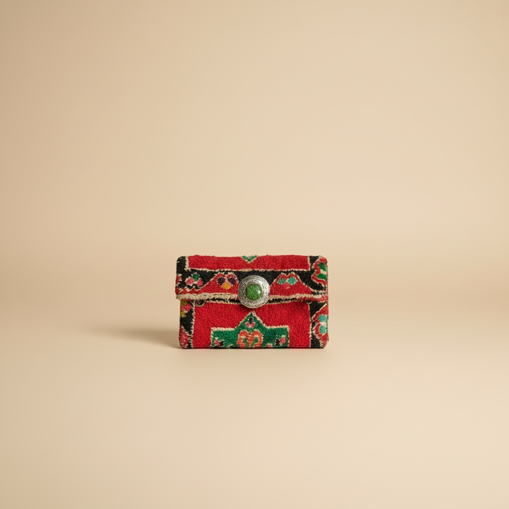 Harif Clutch front view — handmade Berber clutch by Studio Palmier