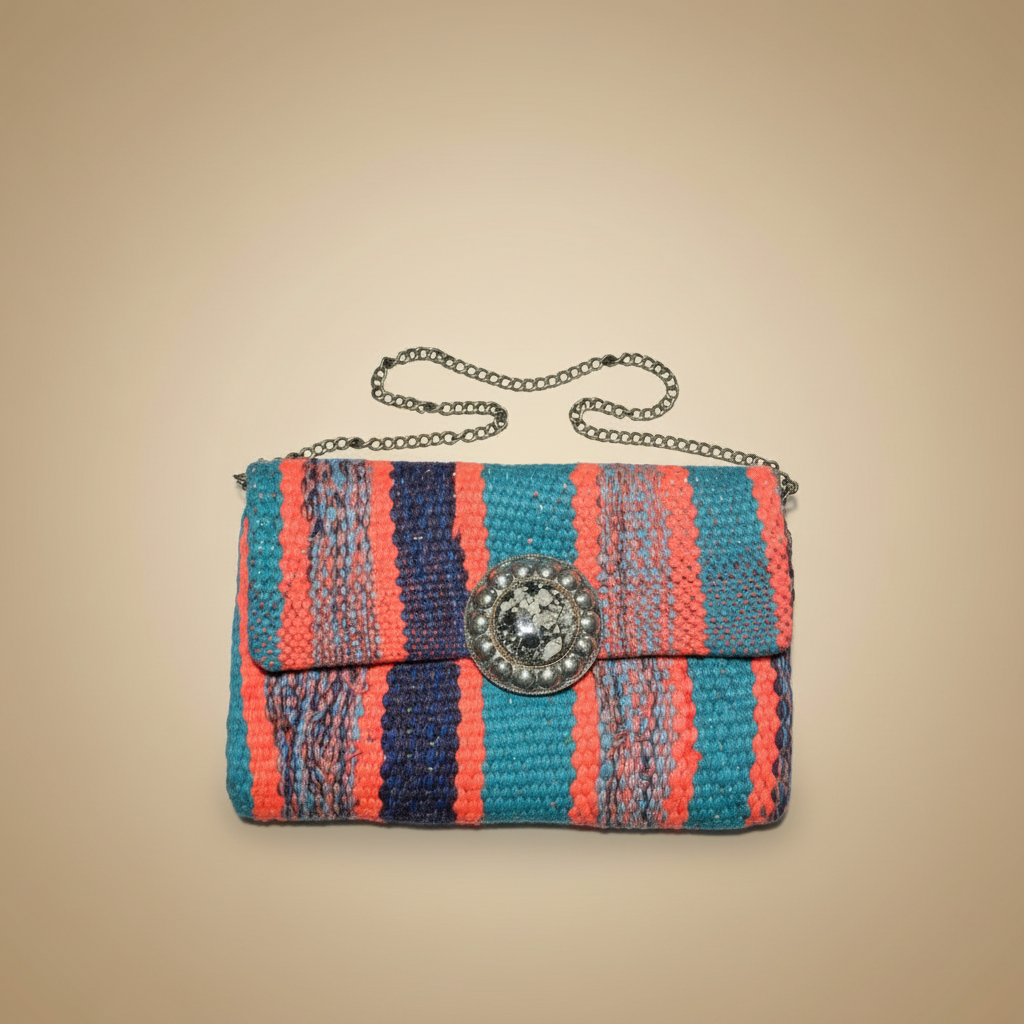 Nora Clutch with chain strap — handmade Berber clutch by Studio Palmier