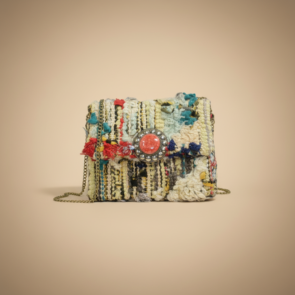 Zahra Clutch detail view — handmade Berber clutch by Studio Palmier