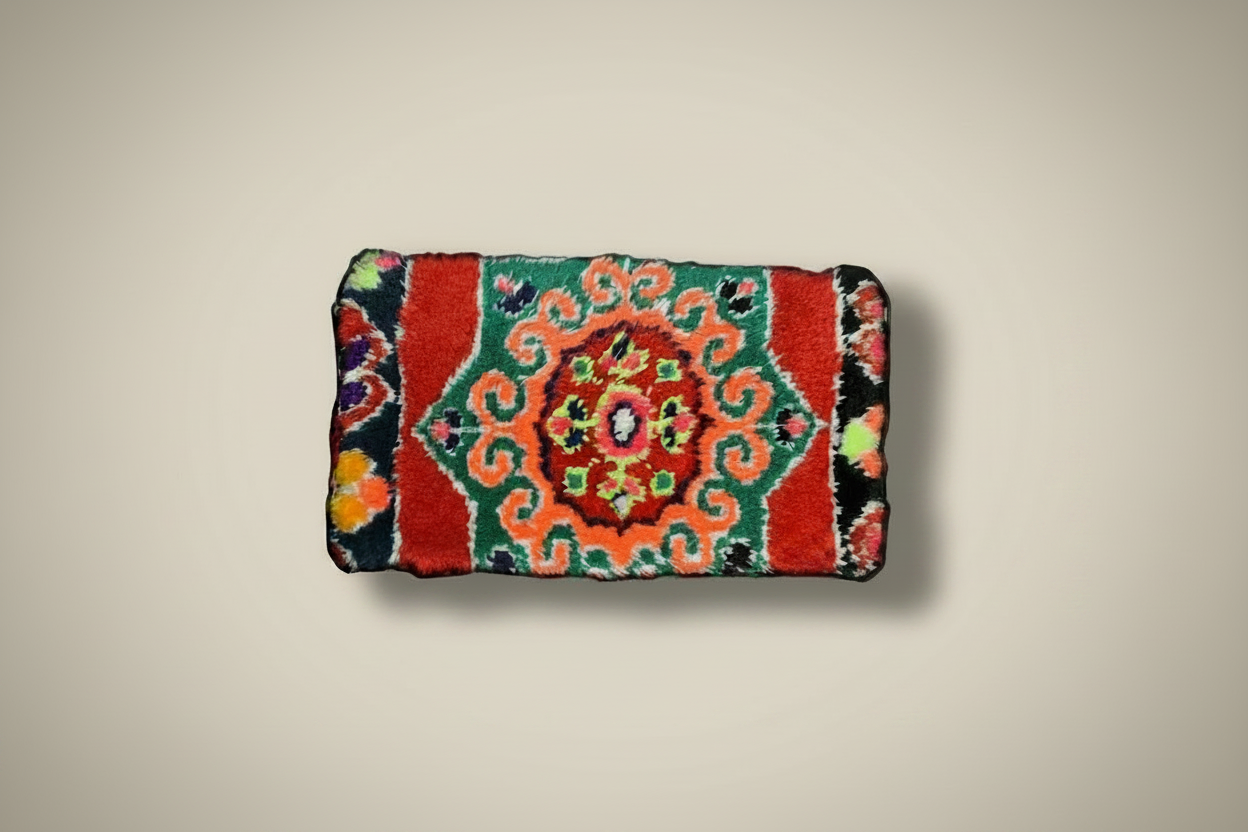 Harif Clutch back view with geometric design— handmade Berber clutch by Studio Palmier