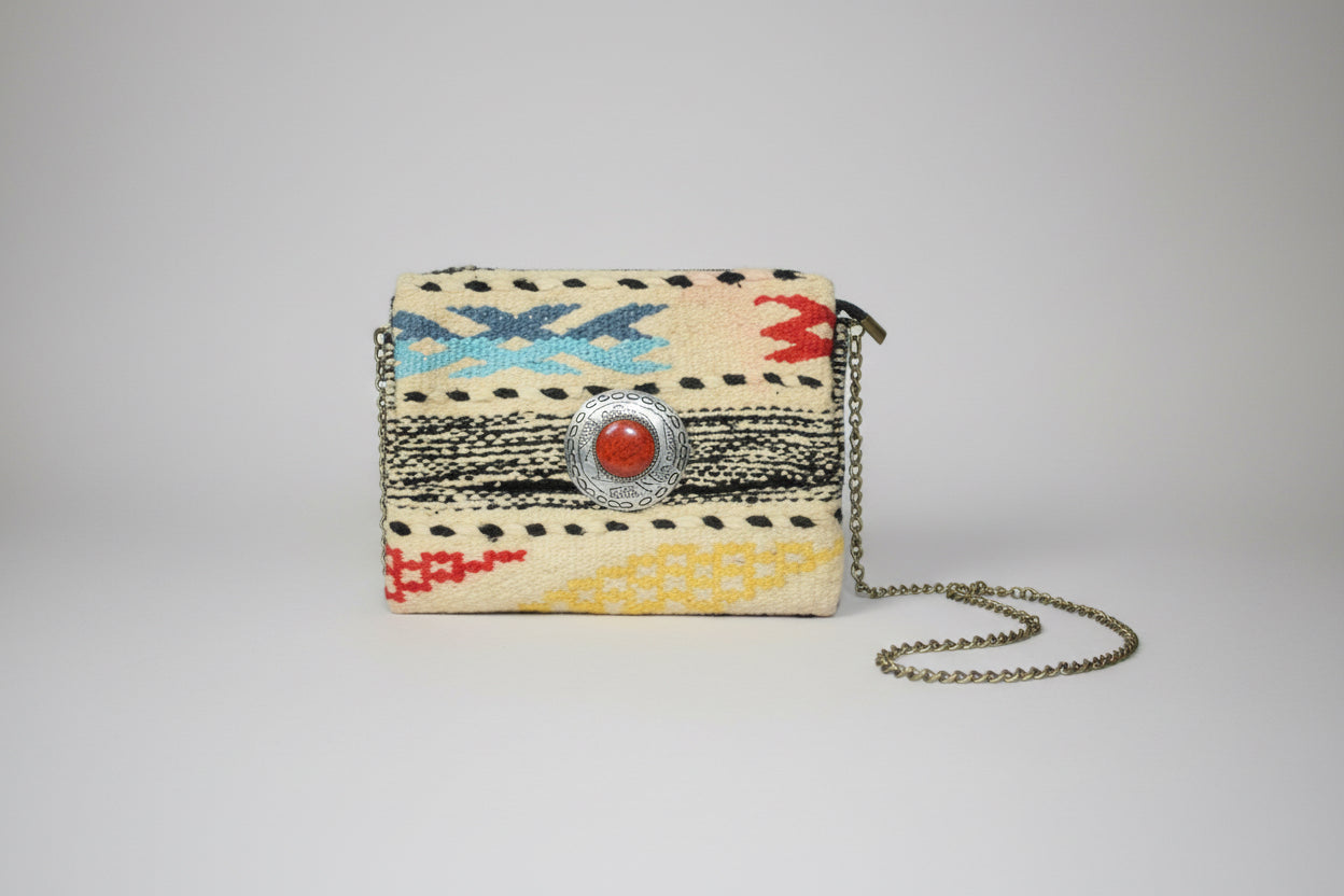 Yasmine Clutch with  chain strap — handmade Berber clutch by Studio Palmier