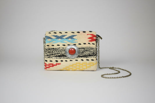 Yasmine Clutch with  chain strap — handmade Berber clutch by Studio Palmier